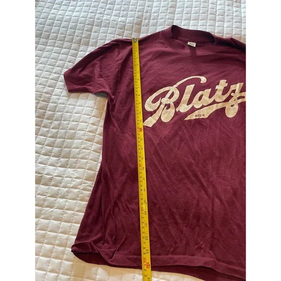 Vintage 1970s Blatz Beer TShirt Medallion Tag Made in USA Burgundy M 38/40 50/50